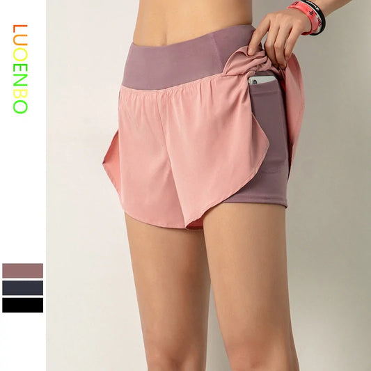 Shorts Deportivos Doble Capa con Bolsillos Laterales